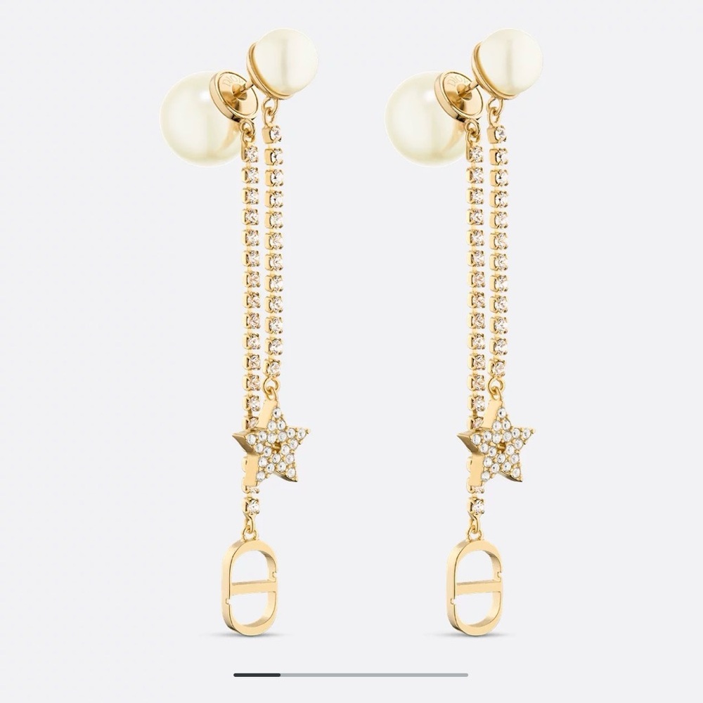 Dior Gold and Cream Star Earrings